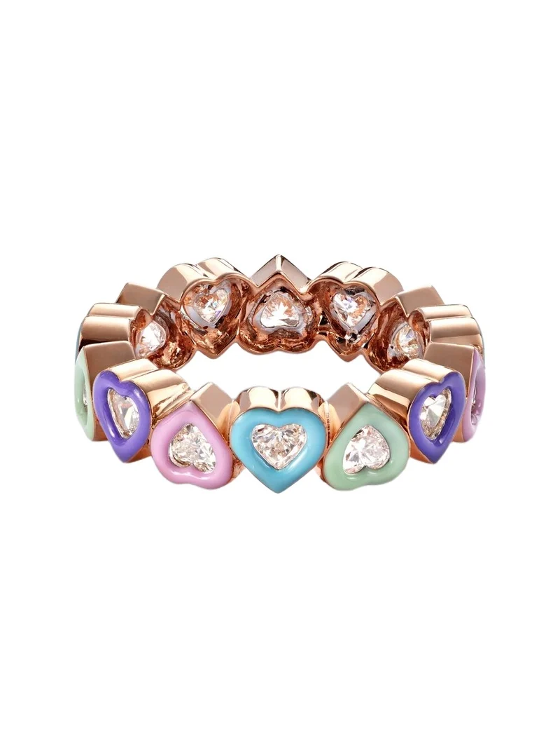 18kt rose gold ring with diamonds and enamel 18kt rose gold ring with diamonds and enamel