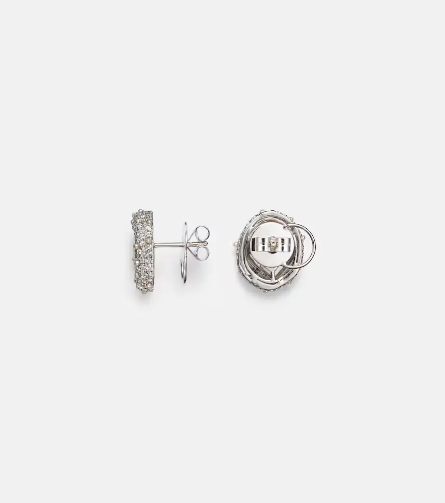 Kamyen 18kt white gold earrings with diamonds and enamel | Thumbnail 2