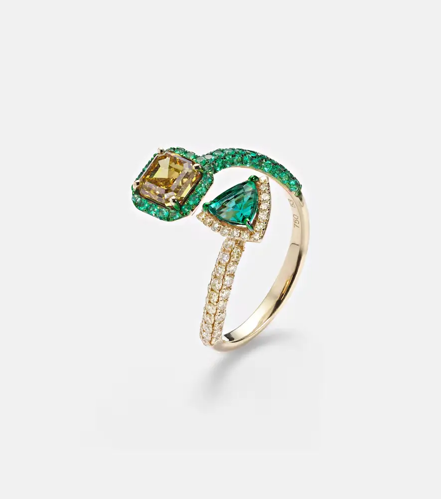 Kamyen 18kt gold ring with diamonds and emeralds | Thumbnail 3 Kamyen 18kt gold ring with diamonds and emeralds | Thumbnail 3