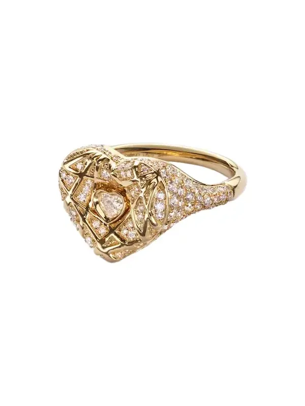 18kt gold pinky ring with diamonds
