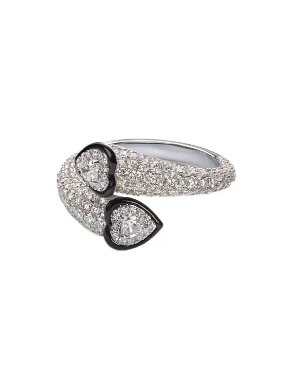 Double Crush 18kt white gold ring with diamonds