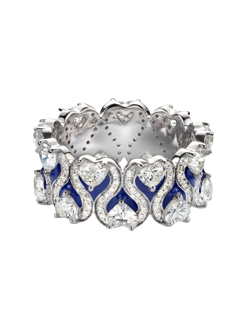 Roman Heart 18kt white gold and enamel ring with diamonds Roman Heart 18kt white gold and enamel ring with diamonds