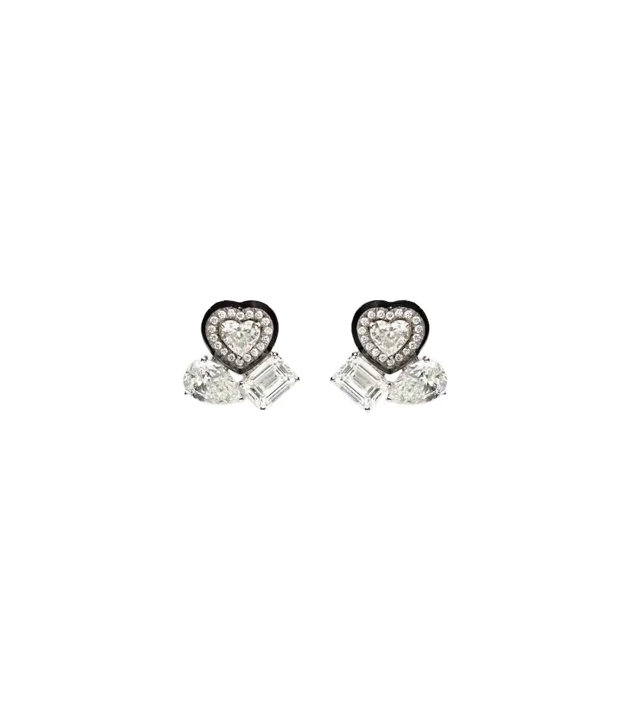 Kamyen Cluster Heart 18kt white gold earrings with diamonds | Image 1 Kamyen Cluster Heart 18kt white gold earrings with diamonds | Image 1