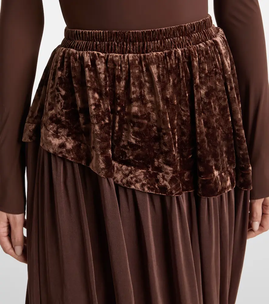 Xu Zhi Jersey and velvet midi skirt | Thumbnail 2