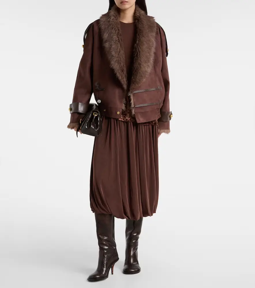 Xu Zhi Jersey and velvet midi skirt | Thumbnail 3