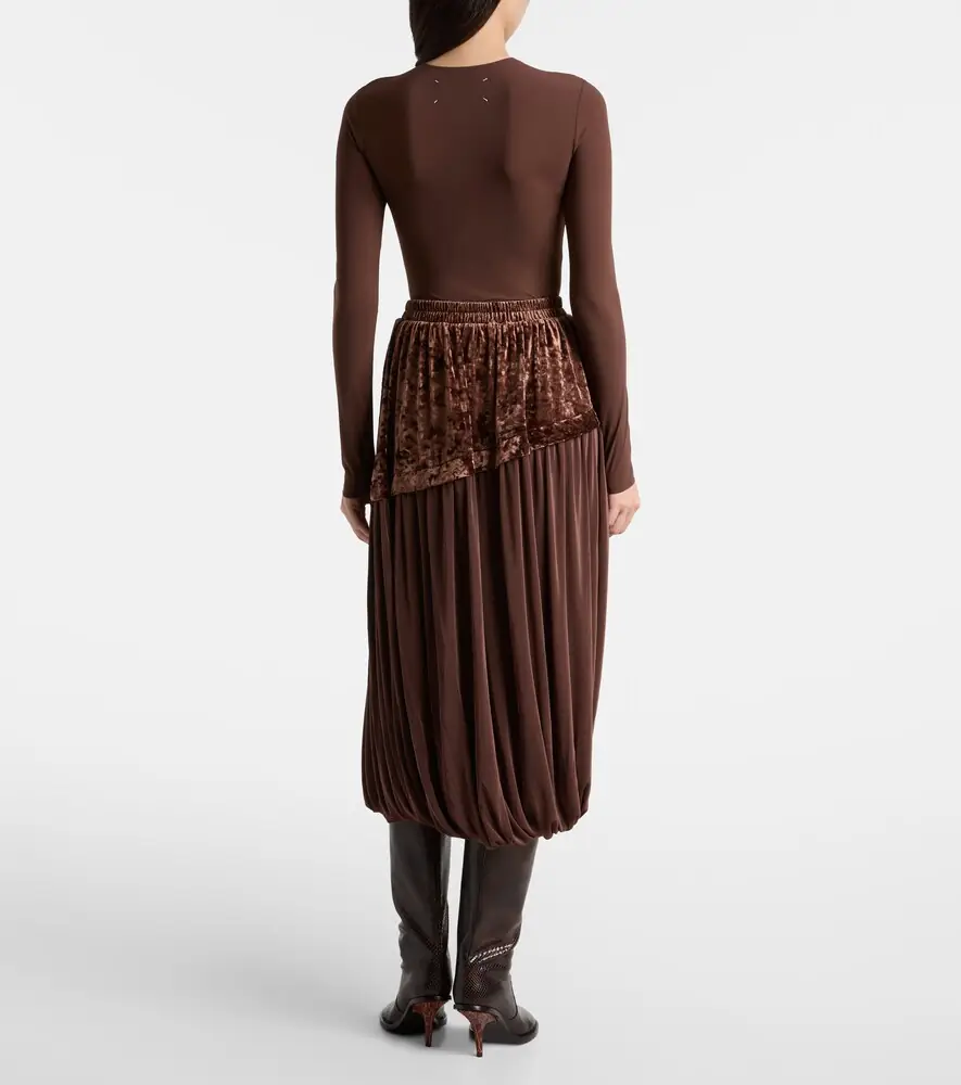 Xu Zhi Jersey and velvet midi skirt | Thumbnail 4