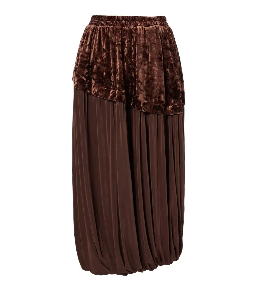 Xu Zhi Jersey and velvet midi skirt | Image 1 Xu Zhi Jersey and velvet midi skirt | Image 1