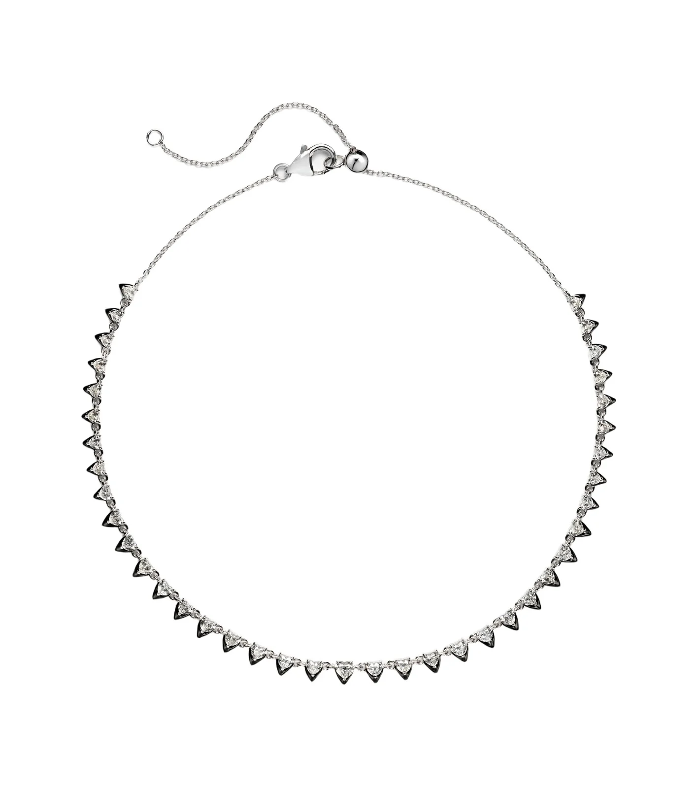 Heart 18kt white gold and enamel choker with diamonds