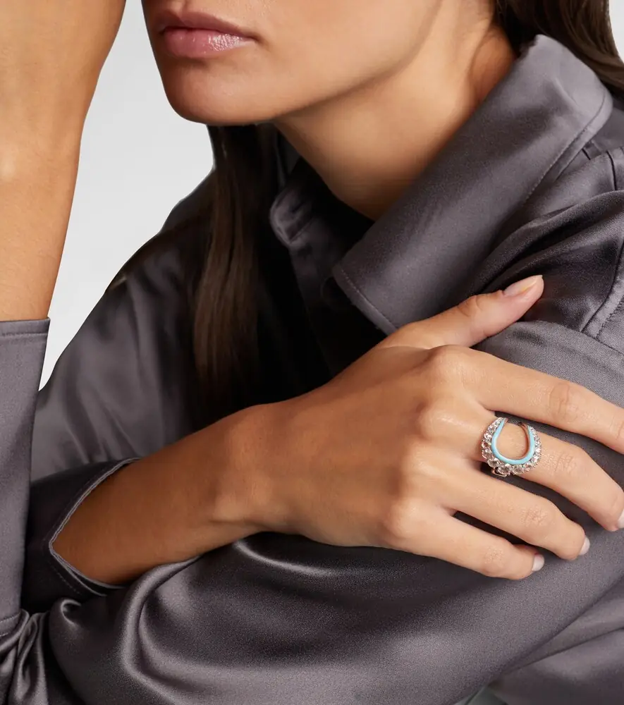 Kamyen Moonlight 18kt white gold ring with diamonds and enamel | Thumbnail 4