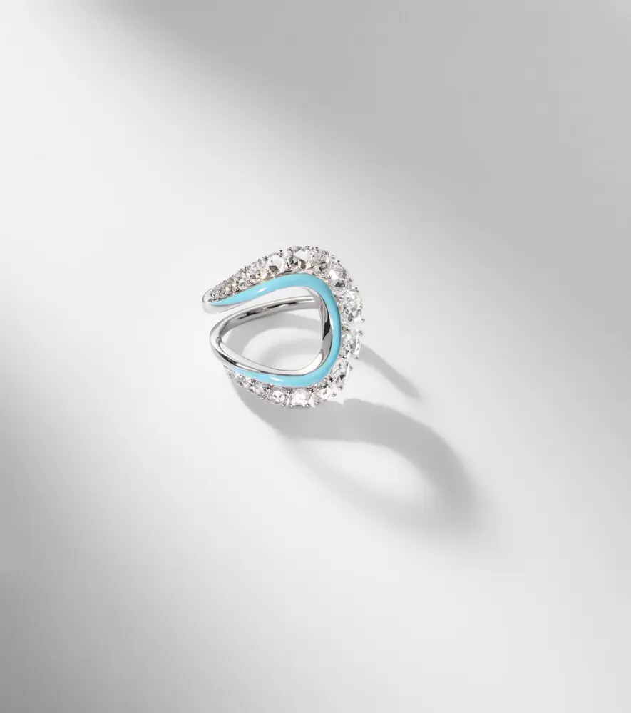 Kamyen Moonlight 18kt white gold ring with diamonds and enamel | Thumbnail 5