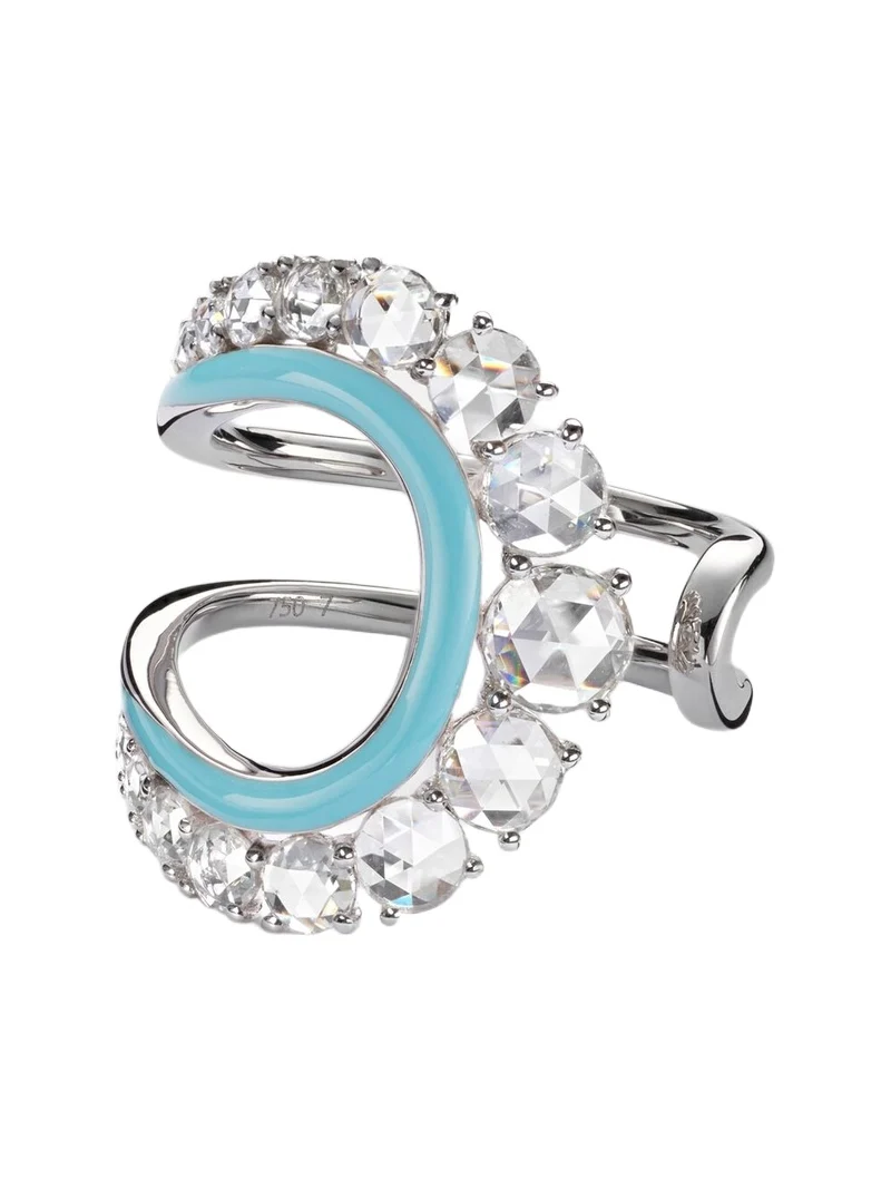 Moonlight 18kt white gold ring with diamonds and enamel Moonlight 18kt white gold ring with diamonds and enamel