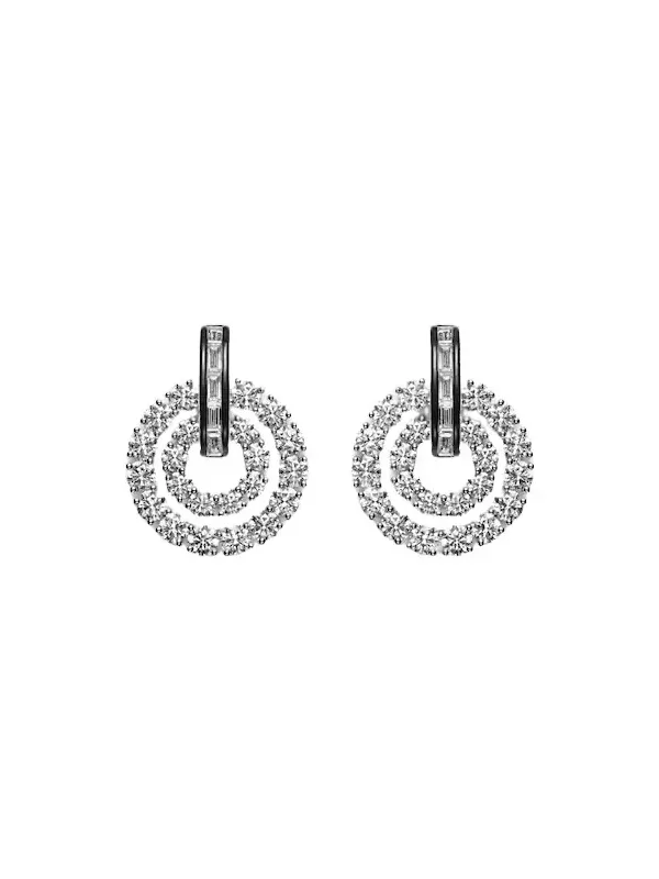 Diana 18kt white gold and enamel earrings with diamonds Diana 18kt white gold and enamel earrings with diamonds