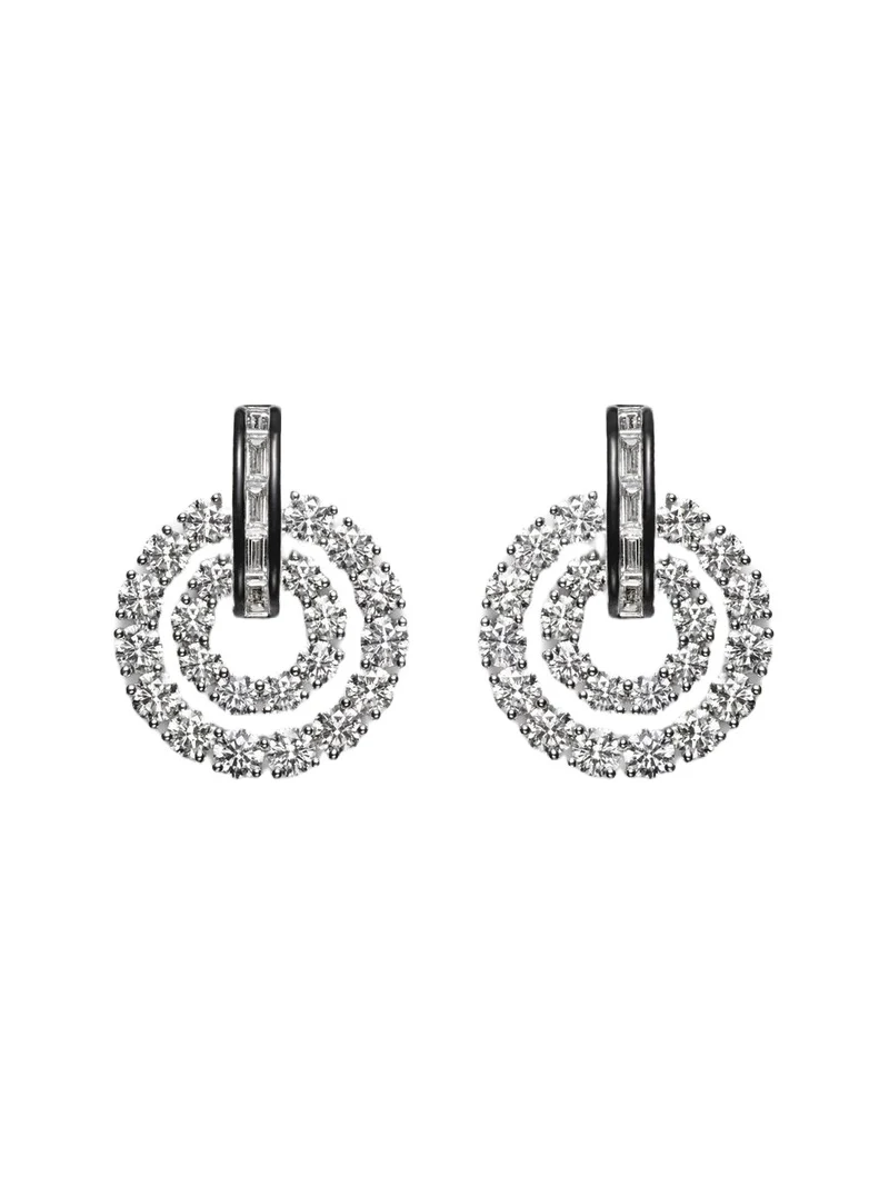 Diana 18kt white gold and enamel earrings with diamonds