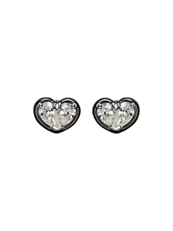 Heartbeats 18kt white gold and enamel earrings with diamonds Heartbeats 18kt white gold and enamel earrings with diamonds