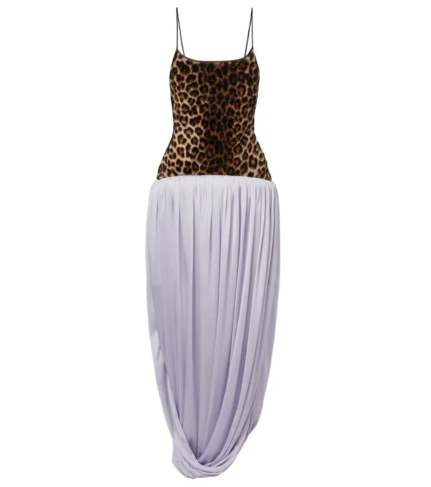 Jacques Wei Leopard-print draped maxi dress