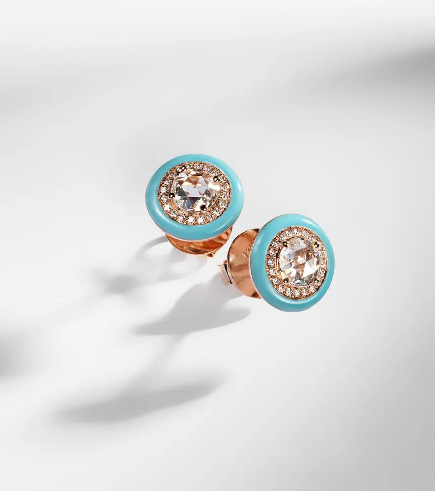 Kamyen 18kt rose gold and enamel earrings with diamonds | Thumbnail 5 Kamyen 18kt rose gold and enamel earrings with diamonds | Thumbnail 5