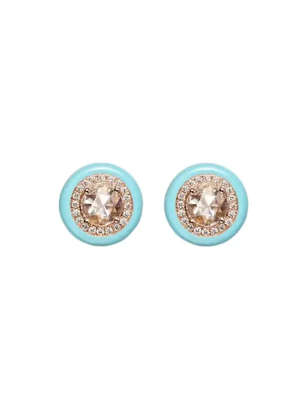 18kt rose gold and enamel earrings with diamonds