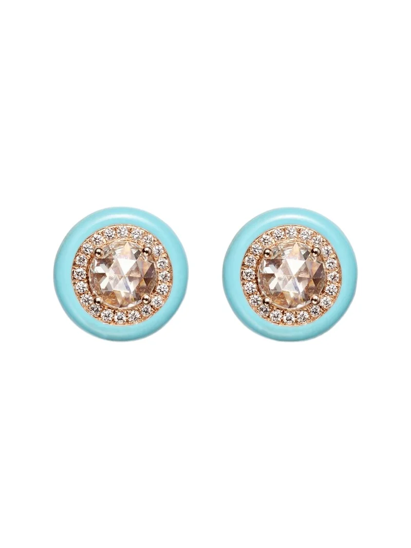 18kt rose gold and enamel earrings with diamonds