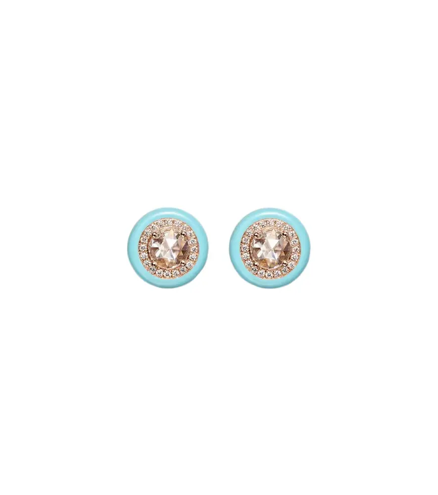 Kamyen 18kt rose gold and enamel earrings with diamonds | Image 1 Kamyen 18kt rose gold and enamel earrings with diamonds | Image 1