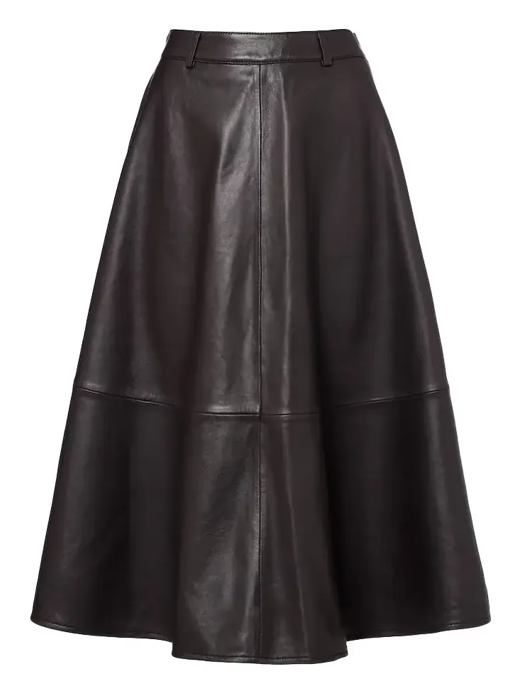 Savil leather midi skirt