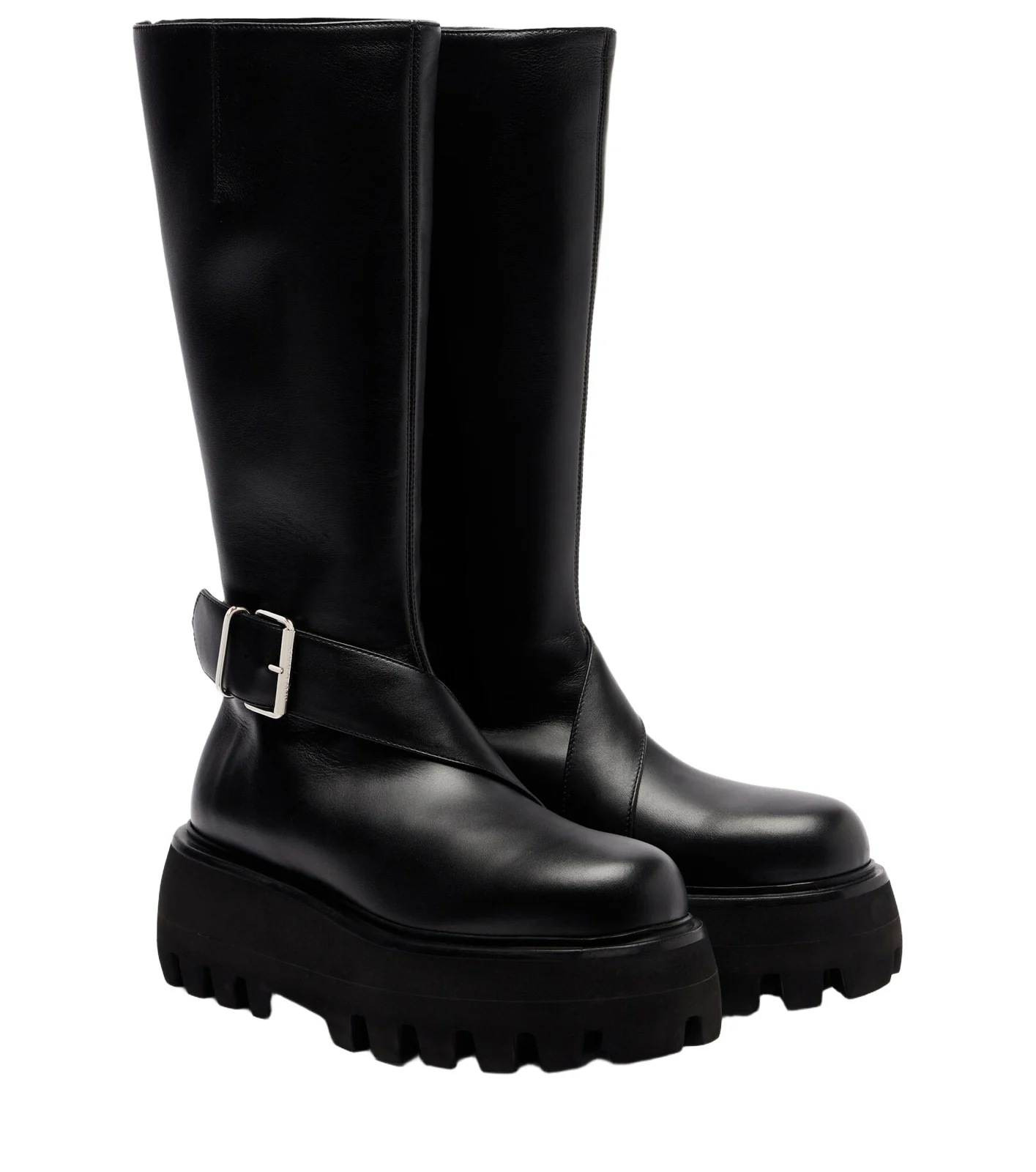 Sofa Buckle leather knee-high boots