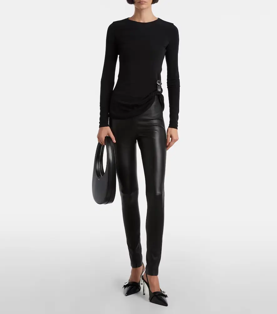 Coperni Gathered leather-trimmed top | Thumbnail 2
