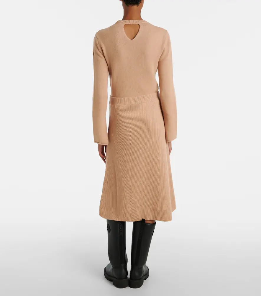 Moncler Ribbed-knit wool and cashmere midi skirt | Thumbnail 2