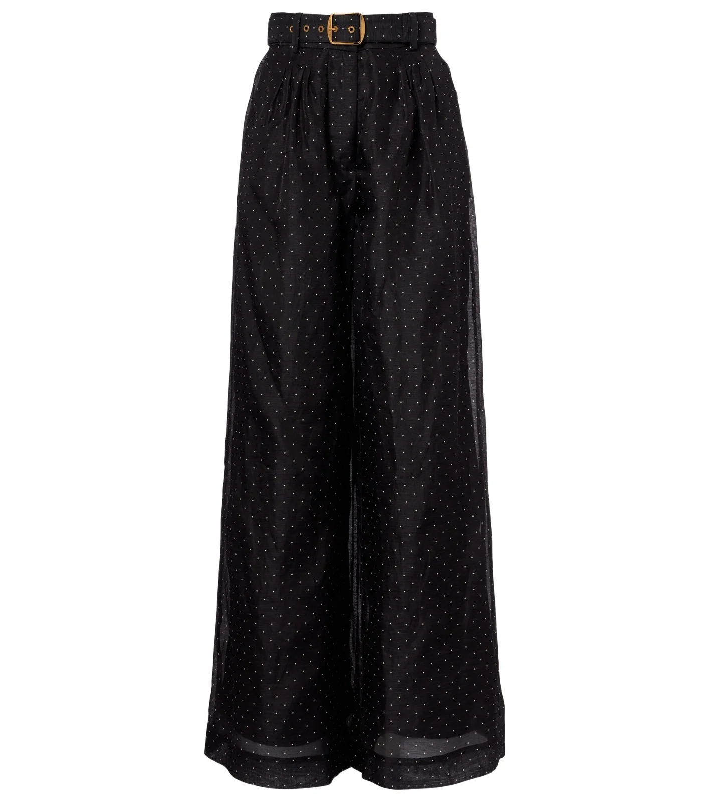 Polka-dot linen and silk wide-leg pants
