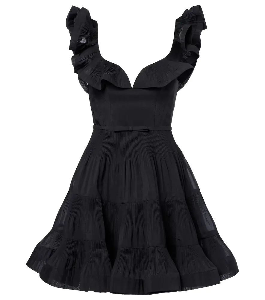 Pleated ruffled minidress