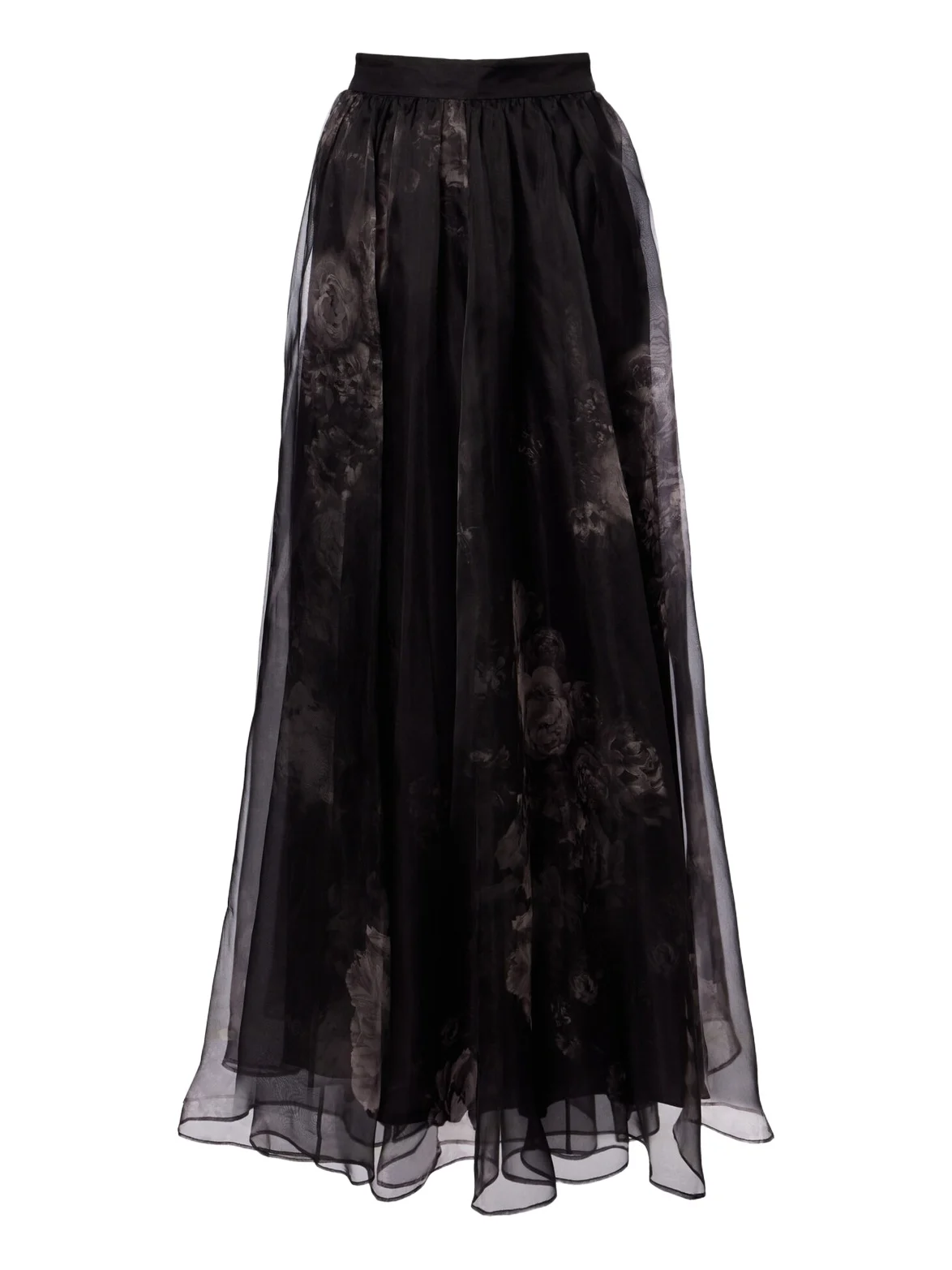 Hypnotic floral silk organza maxi skirt