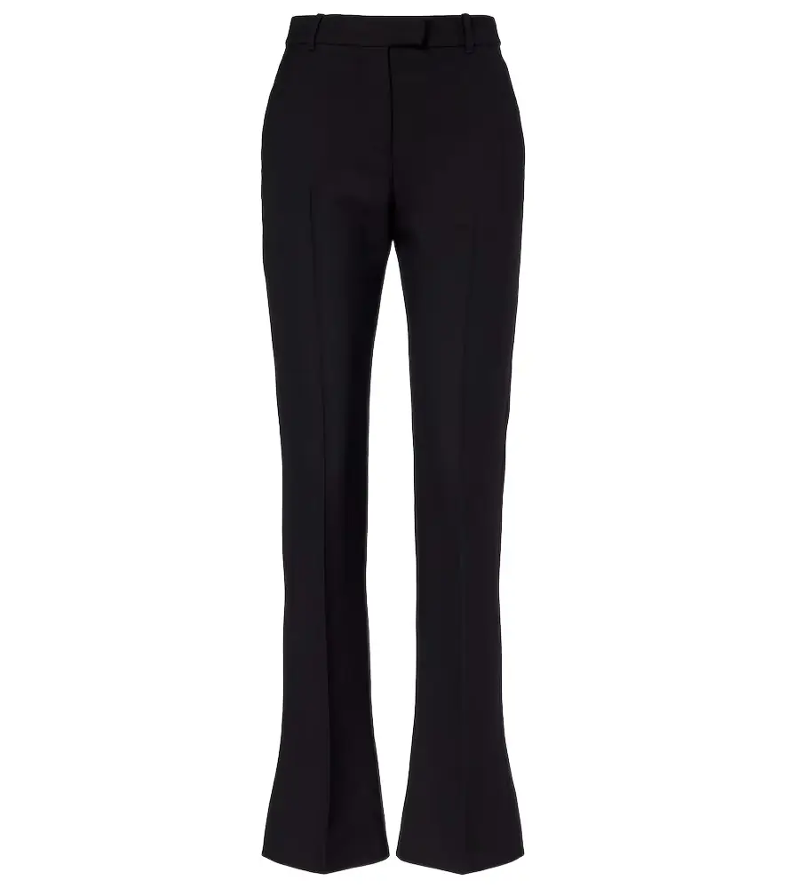 Wool and silk-blend straight pants