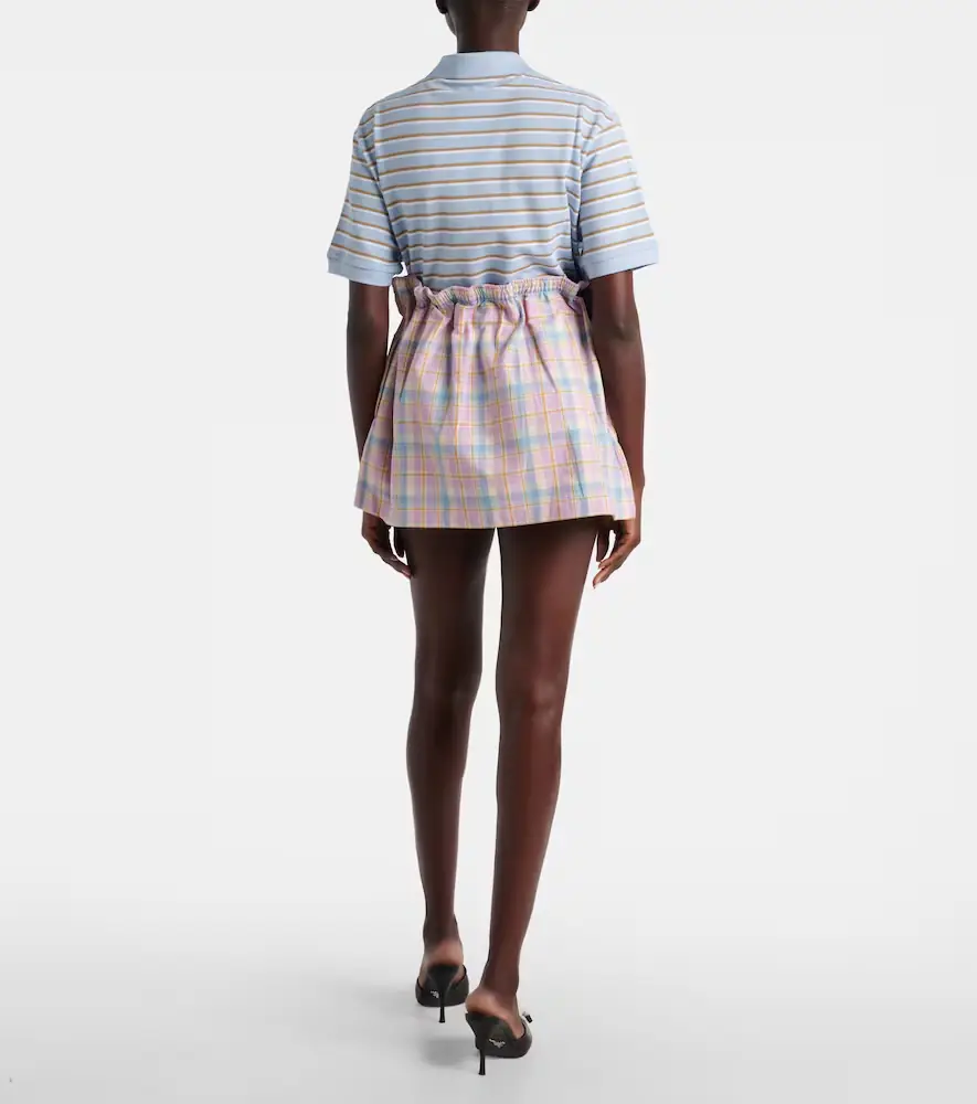 Prada Checked gathered cotton miniskirt | Thumbnail 3 Prada Checked gathered cotton miniskirt | Thumbnail 3