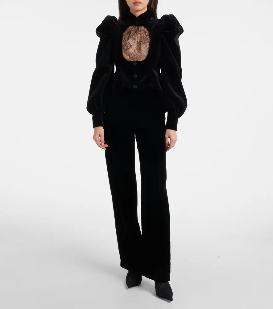 Alexander McQueen Low-rise velvet wide-leg pants | Thumbnail 6 Alexander McQueen Low-rise velvet wide-leg pants | Thumbnail 6