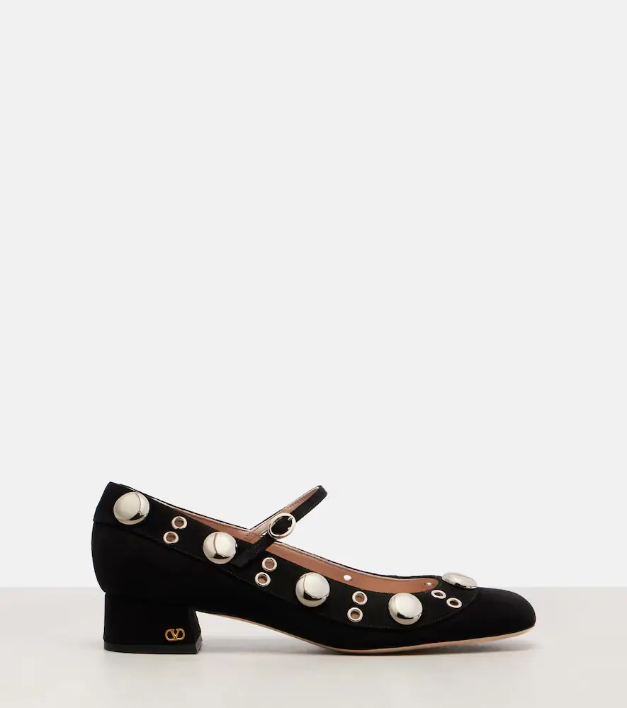 Valentino Garavani Nellcôte studded suede Mary Jane pumps | Thumbnail 2