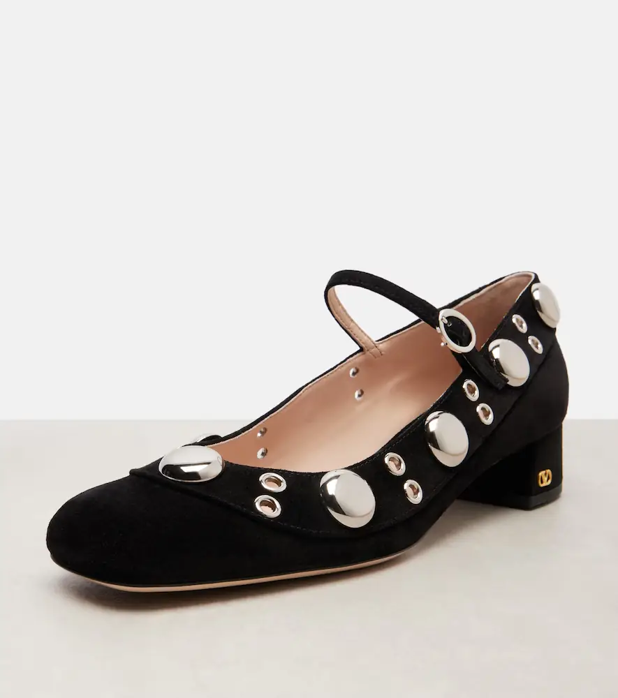Valentino Garavani Nellcôte studded suede Mary Jane pumps | Thumbnail 3
