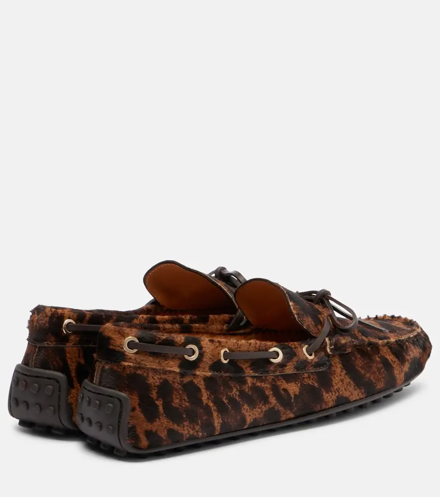 Tod's Gommino leopard-print calf hair boat shoes | Thumbnail 2