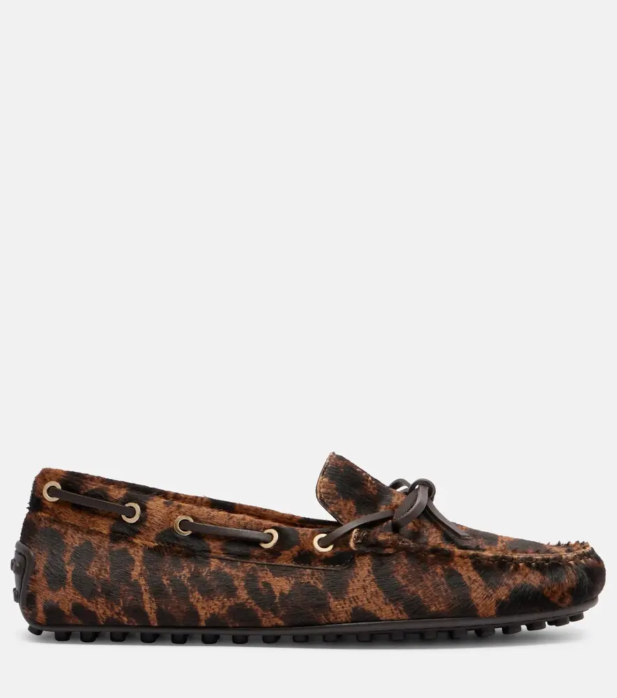 Tod's Gommino leopard-print calf hair boat shoes | Thumbnail 3