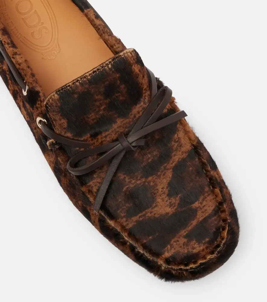Tod's Gommino leopard-print calf hair boat shoes | Thumbnail 4