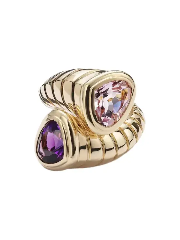 Trisolina Toi Et Moi 18kt gold ring with morganite and amethyst