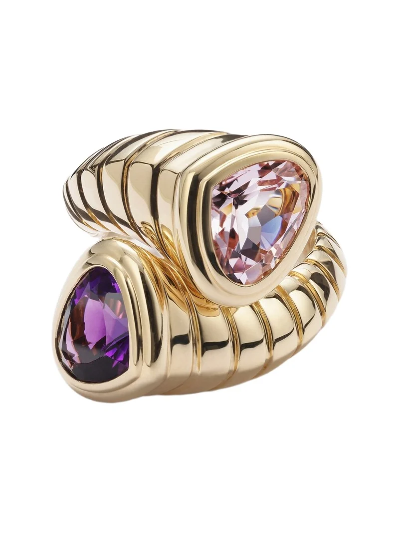 Trisolina Toi Et Moi 18kt gold ring with morganite and amethyst