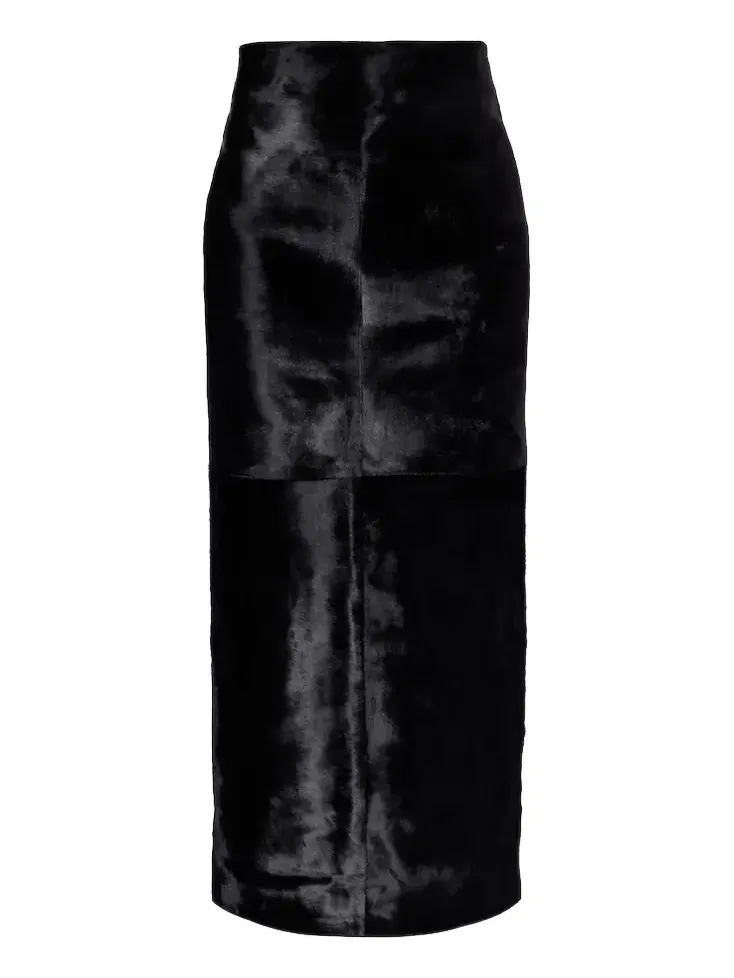 Nour Hammour Elisse calf hair pencil skirt