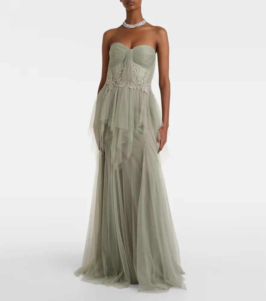 Costarellos Embellished tulle corset gown | Thumbnail 4