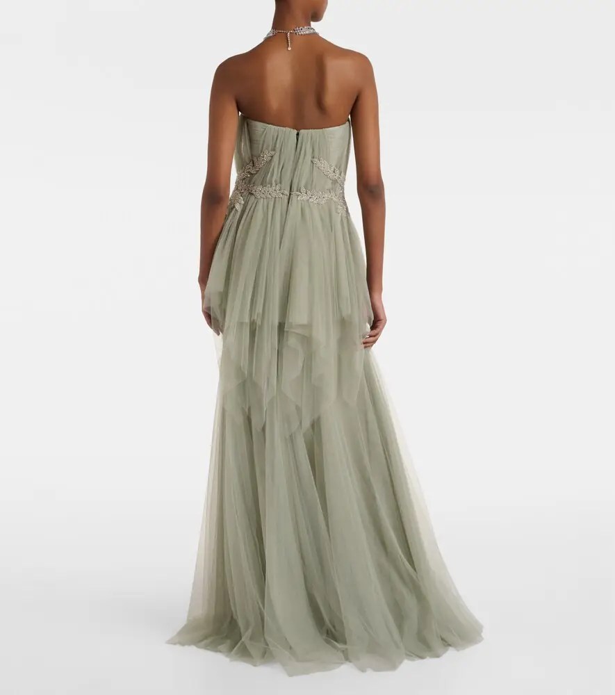 Costarellos Embellished tulle corset gown | Thumbnail 6