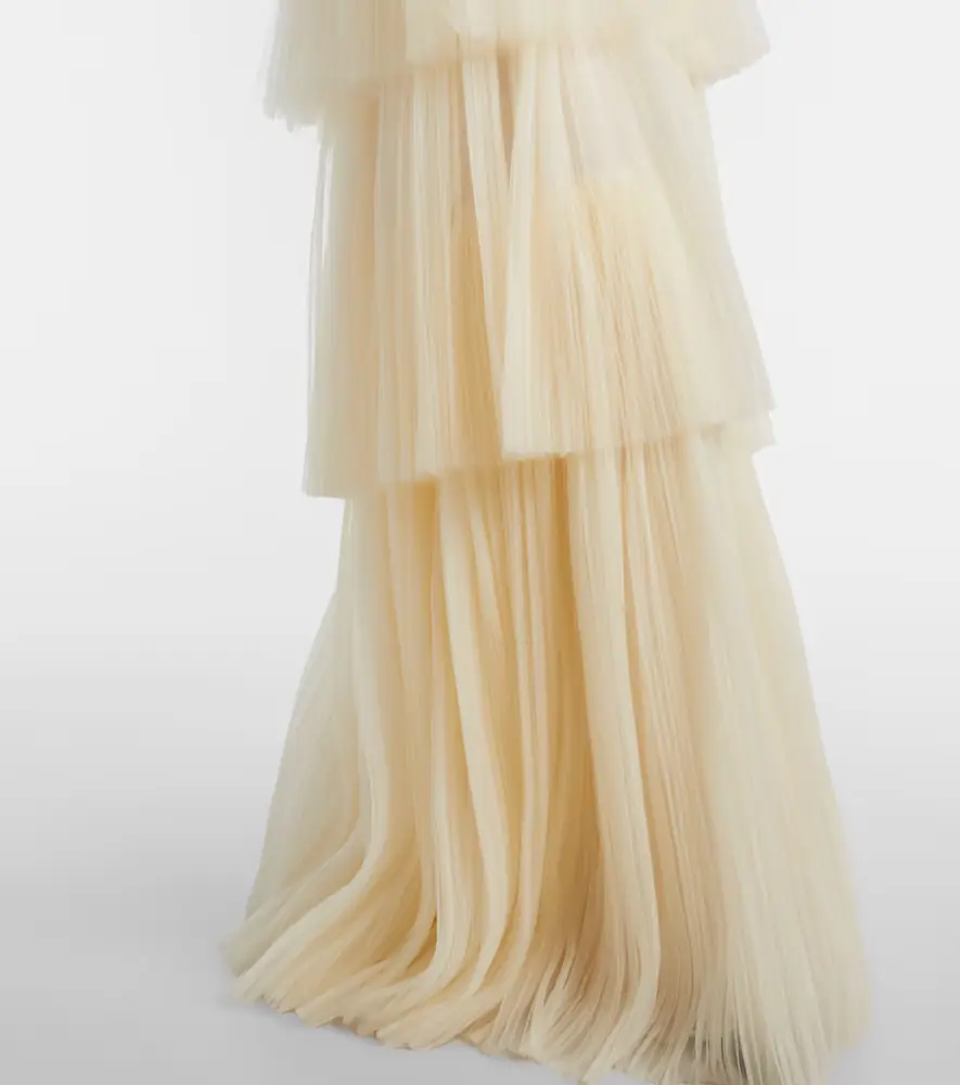 Costarellos Nathalia velvet and tulle bustier gown | Thumbnail 2