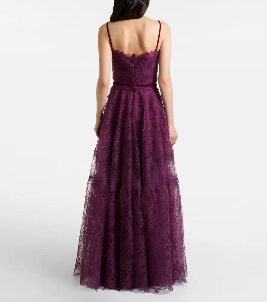 Costarellos Belted lace gown | Thumbnail 4