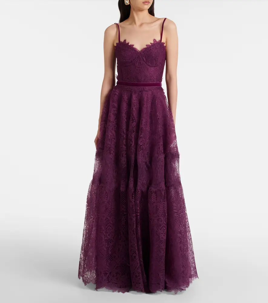 Costarellos Belted lace gown | Thumbnail 5