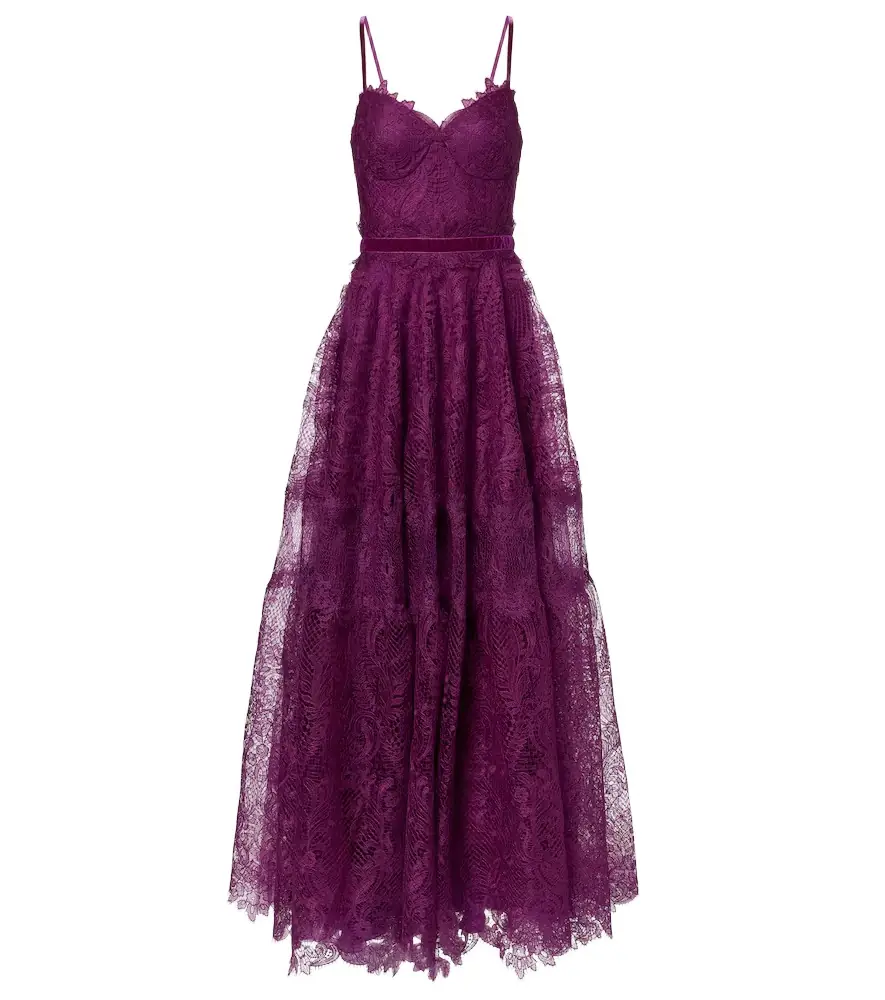 Costarellos Belted lace gown