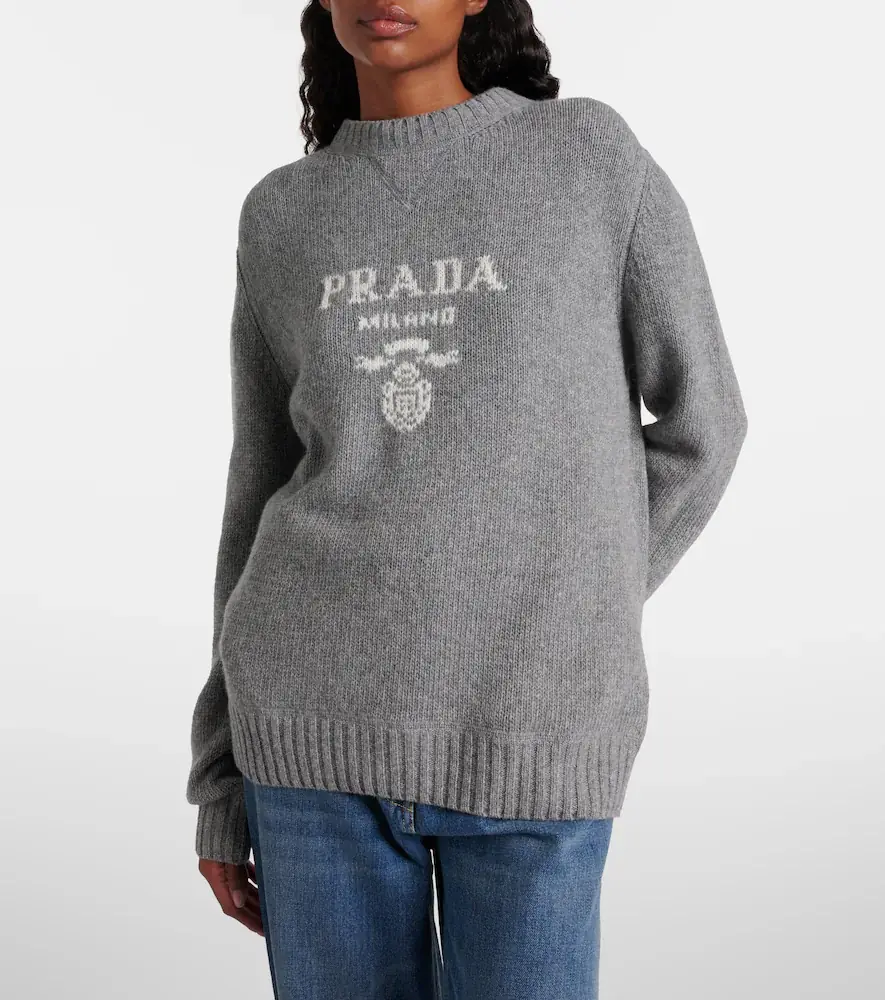 Prada Logo intarsia wool and cashmere sweater | Thumbnail 2