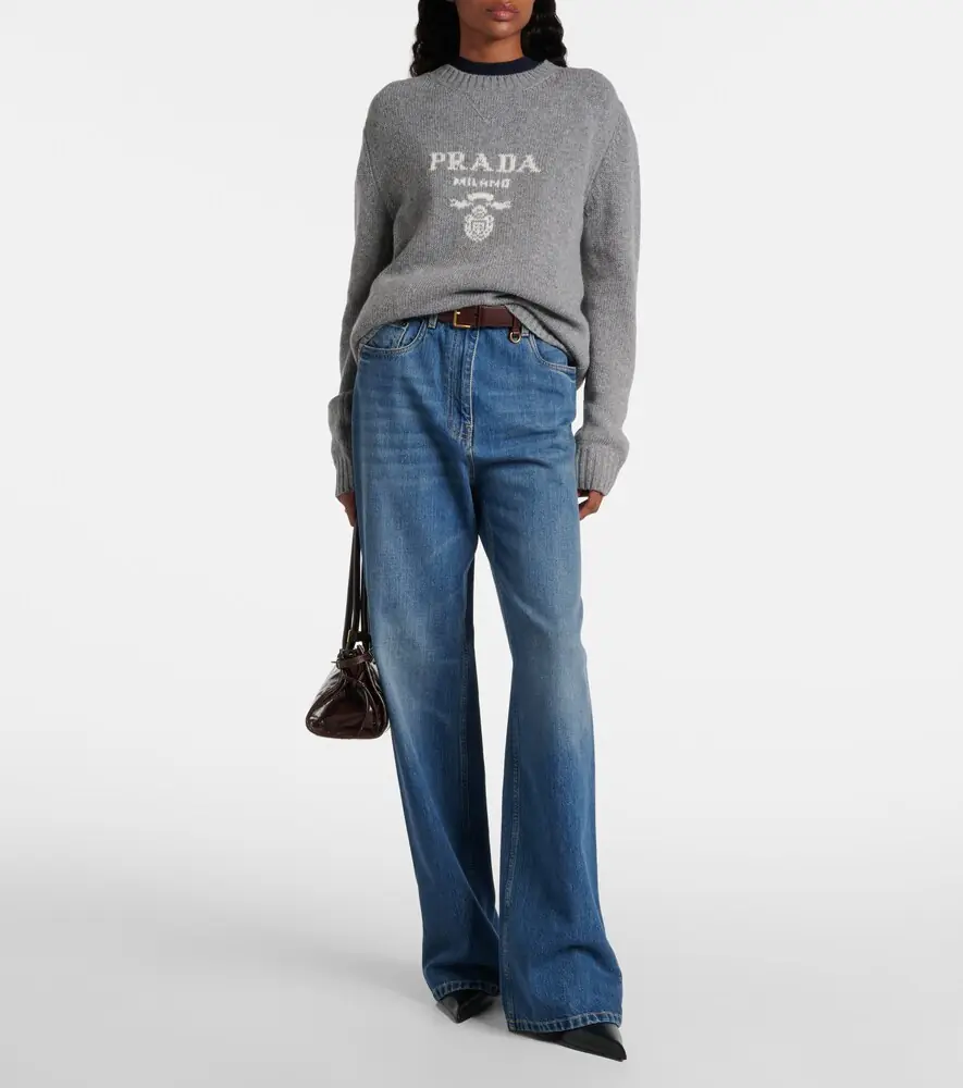 Prada Logo intarsia wool and cashmere sweater | Thumbnail 3