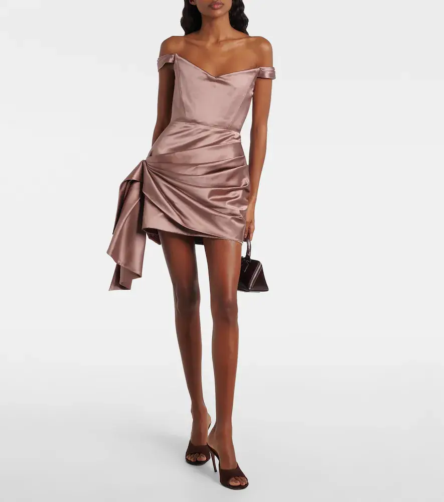 Alex Perry Off-shoulder cotton and silk satin minidress | Thumbnail 5 Alex Perry Off-shoulder cotton and silk satin minidress | Thumbnail 5